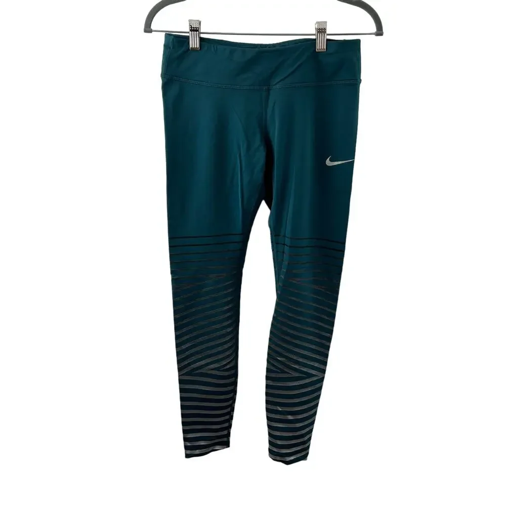 NIKE Green Epic Lux Yoga Leggings Elastic Waist Pull On Performance Sz M Medium